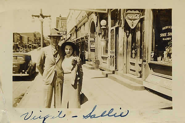 Virgil and Sally Stephens on street in Concord, North Carolina